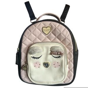 Betsey Johnson Owl Backpack Blush Pink Quilted Faux Leather Medium